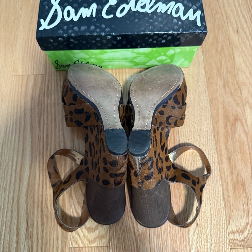 Sam Edelman Katrice Brown Leopard Animal Print Wedge Sandals - Picture 5 of 6